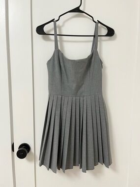 Aritzia Gray Pleated Mini trix Dress